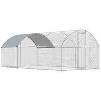 pawhut gallinero para exterior 28x51x19 m cubierta de tela oxford anti-uv impermeable pestillos para 15-24 gallinas plata