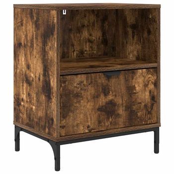 Mesita De Noche | Armario De Noche | Mesa De Noche Con Cajón Roble Ahumado 49 X 36 X 61 Cm