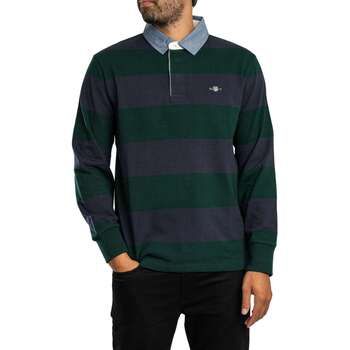 Gant Polo Camisa polo de manga larga gruesa con rayas chambray para hombre