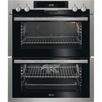 aeg due431110m electric double oven - stainless steel  black stainless steel