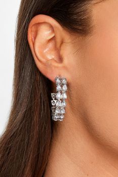 Doble Aro Plateado Con Brillo