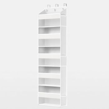 Organizador de puerta con 5 compartimentos y ganchos metálicos blanco