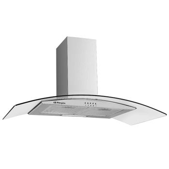 Orbegozo DS 60190 IN Campana Extractora Decorativa 90 cm Inox – Motor 105W, Extracción 378.3 m³/h, 3 Niveles de Potencia, Luz LED 2.5W, Chimenea Ajustable y 2 Filtros de Aluminio Desmontables