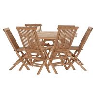 conjunto de mesa con sillas dkd home decor teca 120 cm 7 pcs 120 x 120 x 75 cm