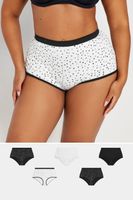 yours 5 pack curve black  white star print high waisted shorts