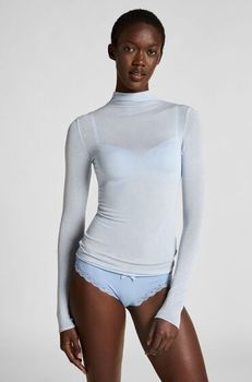 Hunkemöller Camiseta de Cashmere con Cuello Alto super suave Azul