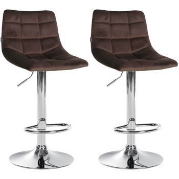 Juego De 2 Taburetes De Bar Jerry En Terciopelo Marrón 46.5x43x87 Cm Clp