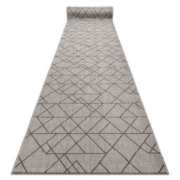 Alfombra De Pasillo Sisal Sion 6051 Geométrico Tejido Plano Gris 70 C 70x630 Cm