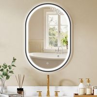espejo de bano con luz de aluminio vidrio homcom 60x90 cm-negro