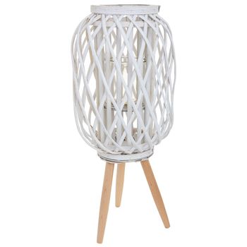 Wonderlust Deco - Farol portavelas de mimbre blanco d37x40/63 Blanco D37x40/63h cm