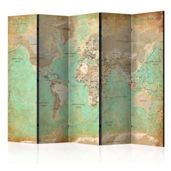 Biombo - Turquoise World Map (225x172 Cm)