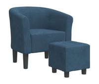 vidaxl sillon con taburete terciopelo azul oscuro