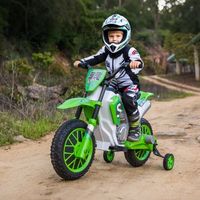 moto electrica ninos 3 anos 12v con 2 ruedas auxiliares verde homcom