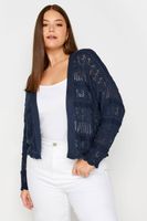 yours bolero de punto azul marino con calados en algodon mujer curvy y tallas grandes yours