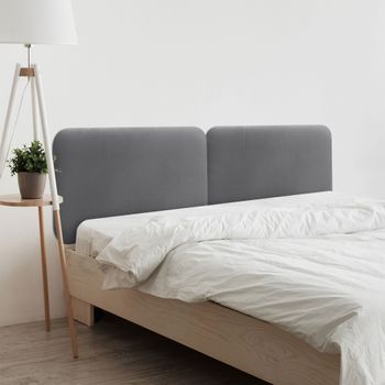 Dhome Cabecero Tapizado En Terciopelo Liso Redondeado Para Pared Acústicos Cabeceros Absorbentes Cabezal Cama Dormitorio (gris, 200cm Dual)