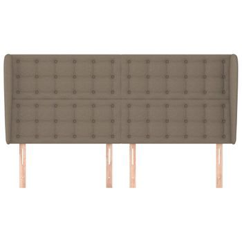 Cabecero Cama Mueble De Dormitorio Con Orejas De Tela 203 X 23 X 118/128 Cm Gris Topo M02_0003467