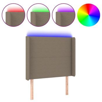 Cabecero Con Led De Tela Gris Taupe 83x16x118/128 Cm Vidaxl