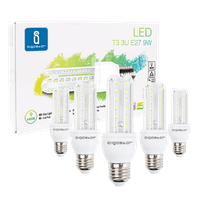 aigostar - bombilla led b5 t3 3u e27 9 w luz blanca fria 6400k angulo 360 720 lumenes no regulable - caja de 5 unidades