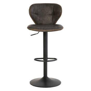 Taburete ajustable de estilo industrial con base en ecopiel gris.
