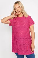 yours camiseta rosa de rombos calados mujer curvy y tallas grandes yours