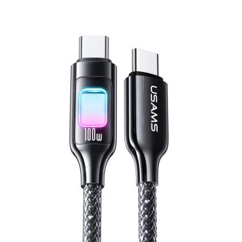 USAMS SJ750 Cable Tipo-C a Tipo-C 100W PD Carga Rápida Transmisión de Datos Núcleo de Cobre Estañado Línea de 1.2M de La