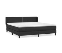 cama box spring con colchon cuero sintetico negro 180x200 cm liso con clavos