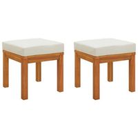 taburetes de jardin con cojines 2 uds madera acacia 40x40x42 cm vidaxl