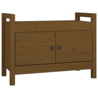 banco interior  banco de recibidor madera maciza de pino marron miel 80x40x60cm