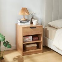 mesita de noche varkaus con cajon mdf 55x43x40 cm - roble encasa