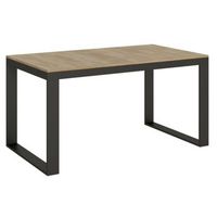 moderna mesa extensible de 6 a 20 plazas de 160 a 420 cm de ancho estructura de madera clara y metal antracita tiroz