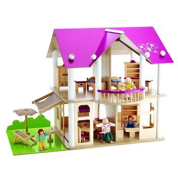 Casa De Muñecas Con Muebles Y Figuras