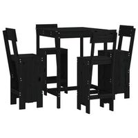 set de mesa y taburetes altos jardin 5 piezas madera pino negro