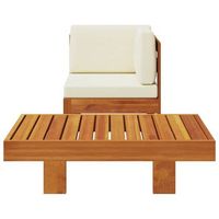 muebles de jardin 2 uds  mesa y sillas cojines blanco crema madera de acacia