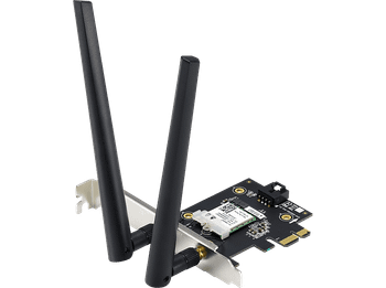 Tarjeta de red - ASUS PCE-AX1800, PCI, Wi-Fi 6, Doble banda, BT 5.2, Seguridad WPA3, OFDMA, MU-MIMO, Negro
