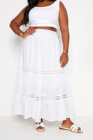 yours falda larga blanca de algodon con tiras de encaje mujer curvy y tallas grandes yours
