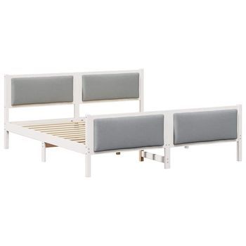 Estructura De Cama Con Cabecera Gris Claro 200 X 200 Cm Tela Vidaxl
