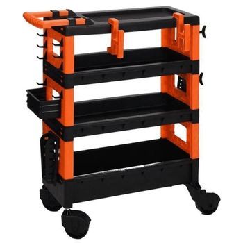 Well Home Carro De Transporte 68x35x87,5cm En Color Negro Y Naranja