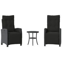 mesita y sillas con cojines 3 piezas  mueble de jardin ratan sintetico negro