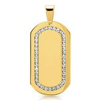 placa de identificacion de acero inoxidable chapado en oro con circonita cubica