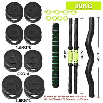 Juego De Mancuernas Ajustable Multifuncional 4 En 1.  30 Kg