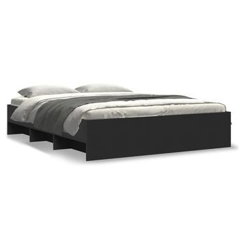 Cama De Matrimonio | Cama De Adulto | Estructura De Cama Madera De Ingeniería Negra 160x200 Cm