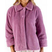 luxury waffle fleece button opening bedjacket