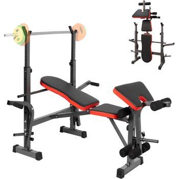 Banco Musculación,banco De Pesas Con Altura Ajustable,banco Abdominales Plegable,banco De Entrenamiento Con Respaldo Ajustable Soporte Para Barra Y Curl De Brazos Y Piernas,gimnasio En Casa