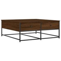 mesa de centro con cajones diseno industrial moderno 100 x 99 x 40 cm madera de ingenieria marron y metal dec038613