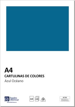 Distrimar DCT05 - Paquete de 100 cartulinas, A4, 180 gr/m2, color azul océano