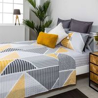 juego de sabanas geka algodon poliester gris y mostaza  cama 200