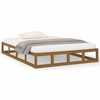 estructura de cama de madera maciza marron miel 200x200 cm vidaxl