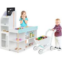 supermercado infantil de madera tienda de comestibles con caja registradora costway 100 x 62 x 110 cm