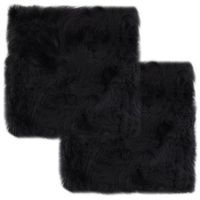 juego de 2 cojines para silla gris oscuro 40x40 cm piel de oveja autentica dec021286