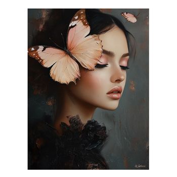 Cuadro mujer con mariposas alu dibond 30x40